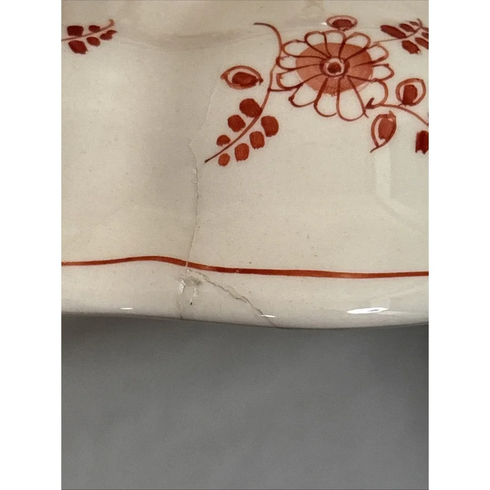 Vtg De Porceleyne Fles Delft Imari Style Scalloped Fruitschaal Bowl 8.5